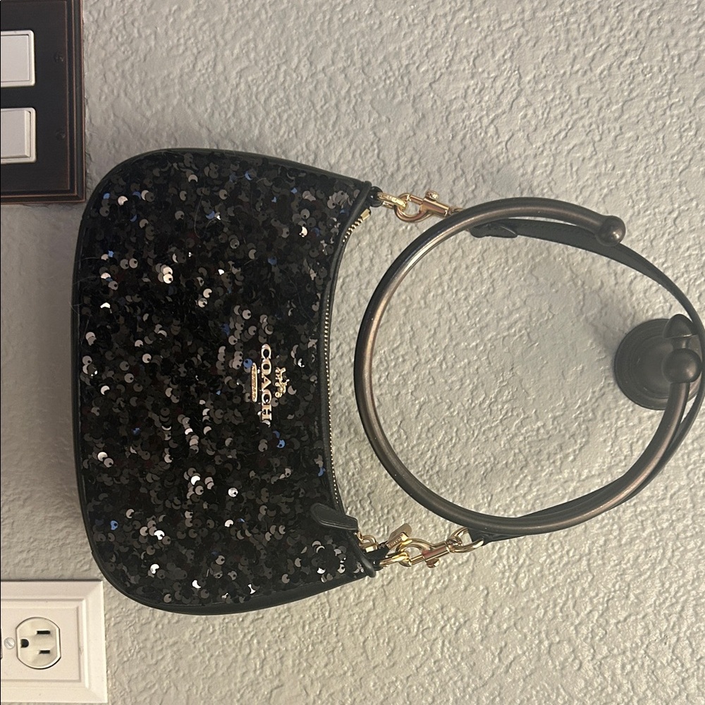 Coach Black Sequin Shoulder Bag